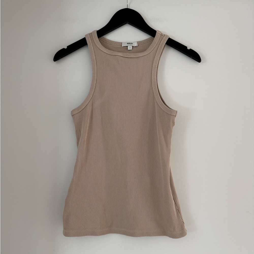 Agolde Beige Ribbed Tank Top